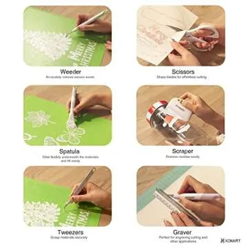 Xinart Weeding Tools Set for Vinyl Craft Knife/Weeder/Scraper/Spatula/Tweezers/Scissors Basic Weed Removal Tool Kit Weeding Cardstock