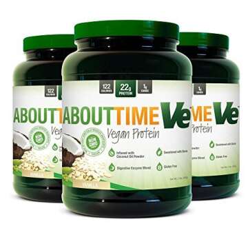 About Time Natural Vegan Protein Chocolate 2lb - 24g Protein, Non-GMO, Plant Based, Gluten Free, Soy...