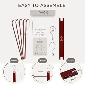 MORALVE Pants Hangers Space Saving - European Beechwood Hangers for Clothes Hanger Organizer - Jean Hangers Pants Rack Scarf Hanger - Closet Space Saving Magic Pants Hangers Pant Organizer 1 Pack