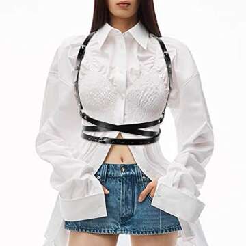 trypro Punk Leather Chest Harness Belt for Women Gothic Waist Corset Belts Adjustable Body Suspender...
