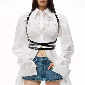 trypro Punk Leather Chest Harness Belt for Women - Adjustable Fashion Statement