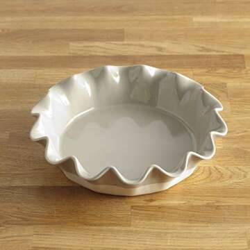 Elegant Gray Stoneware Pie Plate for Baking Pastries and More