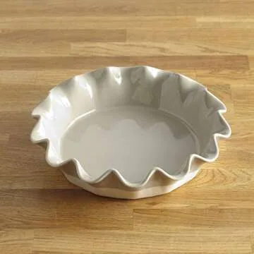 Elegant Gray Stoneware Pie Plate for Baking Pastries and More