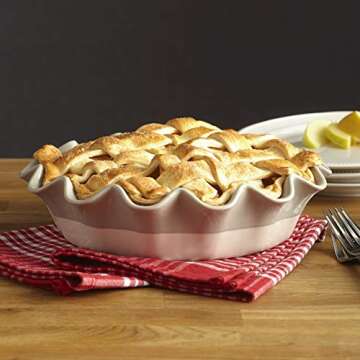 Elegant Gray Stoneware Pie Plate for Baking Pastries and More