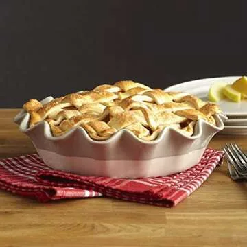 Elegant Gray Stoneware Pie Plate for Baking Pastries and More