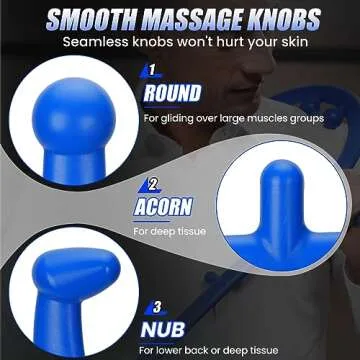 melonsun Trigger Point Massage Hook Cane - Back and Neck Massager - Manual Therapy Cane for Whole-Body Deep Tissue & Fibromyalgia Relief - w/Picture Instructions - Ideal Gift for Women & Men (Blue)