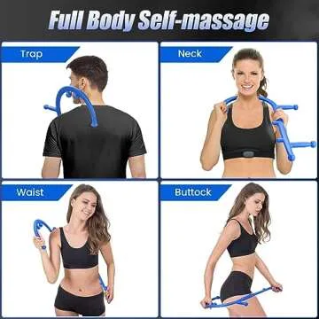 melonsun Trigger Point Massage Hook Cane - Back and Neck Massager - Manual Therapy Cane for Whole-Body Deep Tissue & Fibromyalgia Relief - w/Picture Instructions - Ideal Gift for Women & Men (Blue)