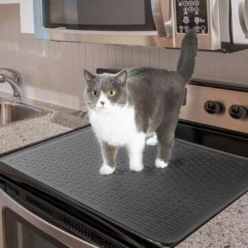 Silicone Stove Top Protector, 28 x 20 Electric Stove Top Cover, Heat Resistant Glass Cooktop Protector, Flat RV Stove Top Cover, Extra Countertop Space, XL Dish Drying Mats for Kitchen, Gray