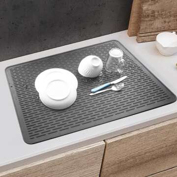 Silicone Stove Top Protector, 28 x 20 Electric Stove Top Cover, Heat Resistant Glass Cooktop Protector, Flat RV Stove Top Cover, Extra Countertop Space, XL Dish Drying Mats for Kitchen, Gray