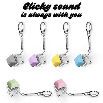 Boxgear 6 Pieces Keyboard Fidget Keychain Clicker Fidget Toy Finger Keyboard Fidget Toy Fidget Button Stress Relief for Adult and Kids (6 Pcs Set)