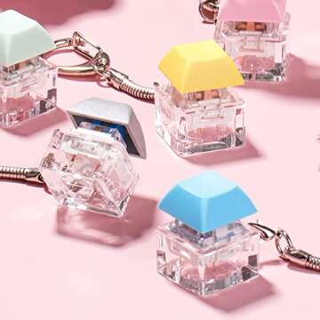 Boxgear 6 Pieces Keyboard Fidget Keychain Clicker Fidget Toy Finger Keyboard Fidget Toy Fidget Button Stress Relief for Adult and Kids (6 Pcs Set)