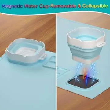 Silicone Craft Mat, 20"x16" Silicone Painting Mat with Cup, Nonstick Silicone Sheet for Resin Jewelry Casting, Creator Silicone Mat for Art, DIY, Drawing, Clay and Play Doh