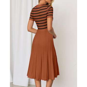 ZESICA Casual Striped Midi Dress - Elegant Summer Style