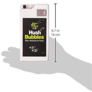 Marine Metal B-16 Hush Bubbles Live Bait Aerator, Quiet Water Resistant Air Pump, Portable & Battery Powered, One Size, White/Black