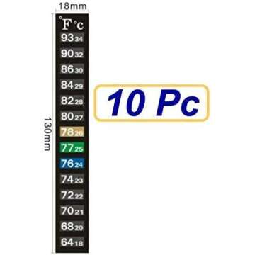 SUKRAGRAHA Traditional Stick-on Aquarium Thermometers Temperature Strip Degree Fahrenheit Celsius Display 10 pc (64~93F Not for Fever)