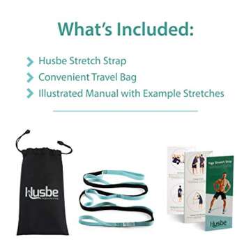 Husbe Stretch Strap, Exercise Physical Therapy Yoga Strap, Leg Stretching Out Strap, Manual Instruction, Carry Bag