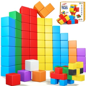 Magnetic Blocks,32PCS Magnetic Building Blocks for Toddlers Age 3-5 Magnet Cubes Toys STEM Education...