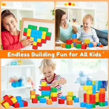 Magnetic Blocks,32PCS Magnetic Building Blocks for Toddlers Age 3-5 Magnet Cubes Toys STEM Educational Sensory Montessori Toys 1-3 Christmas Birthday Gifts for Kids Ages 3 4 5 6 Year Old Boys Girls