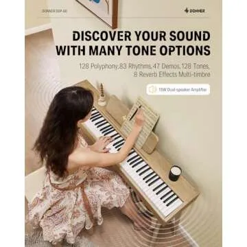 Donner DDP-60 88 Key Digital Piano: Full Size Keyboard, Sensitive Touch, 8 Reverbs, Recording, 128 Voices. Includes Three Pedal, Electric Piano Keyboard for Beginners