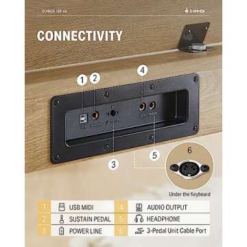 Donner DDP-60 88 Key Digital Piano: Full Size Keyboard, Sensitive Touch, 8 Reverbs, Recording, 128 Voices. Includes Three Pedal, Electric Piano Keyboard for Beginners
