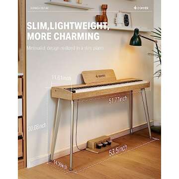 Donner DDP-60 88 Key Digital Piano: Full Size Keyboard, Sensitive Touch, 8 Reverbs, Recording, 128 Voices. Includes Three Pedal, Electric Piano Keyboard for Beginners