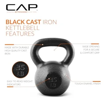 CAP Barbell Black Cast Iron Kettlebell | 35 Pounds