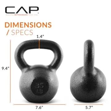 CAP Barbell Black Cast Iron Kettlebell | 35 Pounds