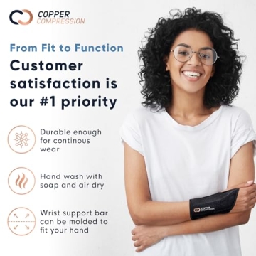 Copper Compression Wrist Brace for Pain Relief & Support