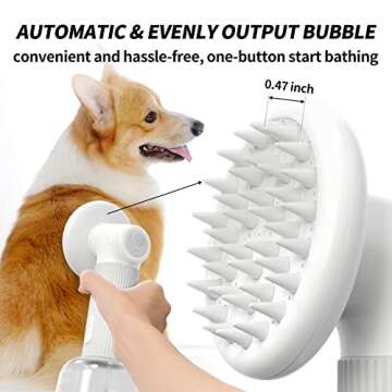 uahpet Auto-Foaming Pet Brush with Soap Dispenser - No Pre-Wetting Required, One-Button Lather for Dense Foam Quickly