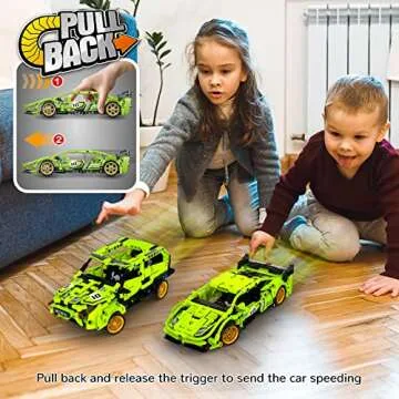 STEM Car Toy Building Toy Gift for Age 6 7 8 9 10 11 12 Year Old Kid Boy, 2in1 Pull-Back Racing Car Building Block Take Apart Toy, 490 Pcs DIY Building Kit, Learning Engineering Construction Toys
