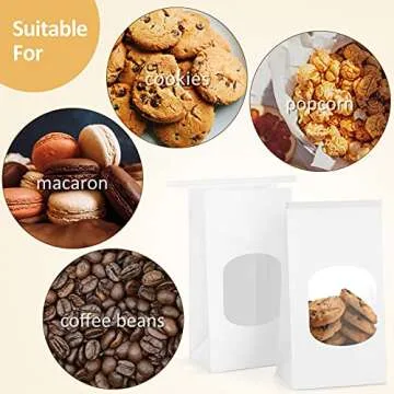 BagDream Bakery Bags with Window - 100Pcs Kraft Paper Bags