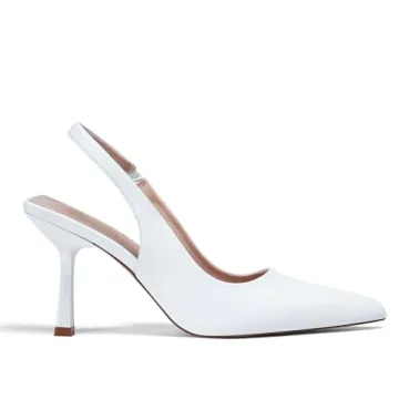 GENSHUO Women's Slingback Kitten Heel Satin Pumps