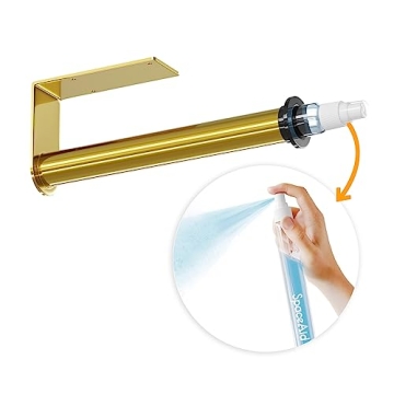 SpaceAid SprayNeat Paper Towel Holder with Spray Bottle, Under Cabinet Paper Towels Holders with Sprayer Inside Center, Hanging Wall Mount Papertowels Roller for Kitchen and Bathroom (Gold)