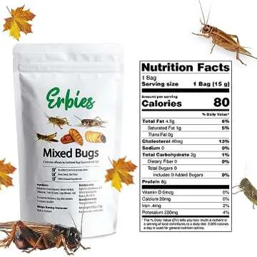Erbies Edible Bug Mixed Trail Mix, 15g Bag, Seasoned and Crunchy Insects, Crickets, Grasshoppers, Si...