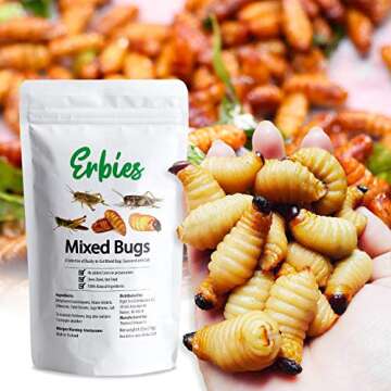 Erbies Edible Bug Mixed Trail Mix, 15g Bag, Seasoned and Crunchy Insects, Crickets, Grasshoppers, Silkworm Pupae, and Sago Worms, Protein Packed Unique Snacks, Fun Snacks Gift Idea, 1-Pack