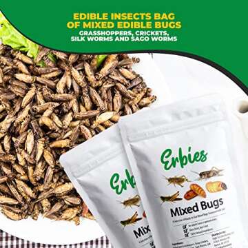 Erbies Edible Bug Mixed Trail Mix, 15g Bag, Seasoned and Crunchy Insects, Crickets, Grasshoppers, Silkworm Pupae, and Sago Worms, Protein Packed Unique Snacks, Fun Snacks Gift Idea, 1-Pack