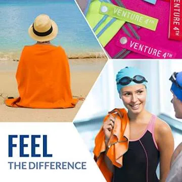 VENTURE 4TH Gym Towel - Ideal for Workout and Shower | Lightweight Quick Dry Microfiber Towel (Orange-Gray Medium)