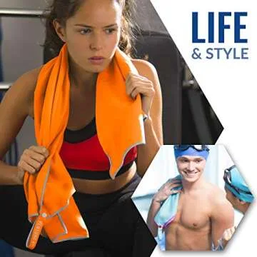 VENTURE 4TH Gym Towel - Ideal for Workout and Shower | Lightweight Quick Dry Microfiber Towel (Orange-Gray Medium)