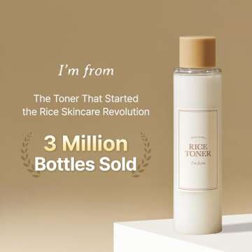 I'm From Rice Toner, 77.78% Rice Extract from Korea, Glow Essence with Niacinamide, Hydrating for Dry Skin, Vegan, Alcohol Free, Fragrance Free, Peta Approved, K Beauty Toner