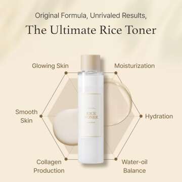 I'm From Rice Toner, 77.78% Rice Extract from Korea, Glow Essence with Niacinamide, Hydrating for Dry Skin, Vegan, Alcohol Free, Fragrance Free, Peta Approved, K Beauty Toner