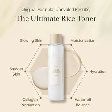 I'm From Rice Toner, 77.78% Rice Extract from Korea, Glow Essence with Niacinamide, Hydrating for Dry Skin, Vegan, Alcohol Free, Fragrance Free, Peta Approved, K Beauty Toner