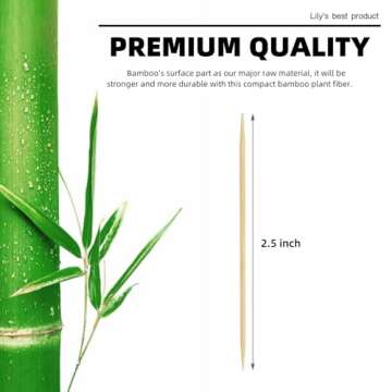 600 Count Bamboo Toothpicks for Teeth Cleaning, Appetizer, Olive, Barbecue, Fruit, Double-Points Wooden Toothpick.