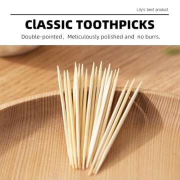 600 Count Bamboo Toothpicks for Teeth Cleaning, Appetizer, Olive, Barbecue, Fruit, Double-Points Wooden Toothpick.