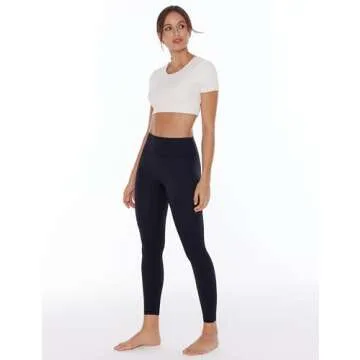 ENERBLOOM Workout Yoga Leggings for Women High Waisted Compression Pants 25"/28" Cream Feeling Tight No Front Seam Large