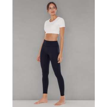 ENERBLOOM Workout Yoga Leggings for Women High Waisted Compression Pants 25"/28" Cream Feeling Tight No Front Seam Large