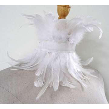L'VOW White Victorian Feather Choker for Elegance