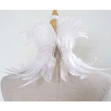 L'VOW White Victorian Feather Choker for Elegance