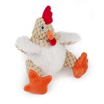 goDog Fat Rooster Plush Dog Toy - Durable & Squeaky