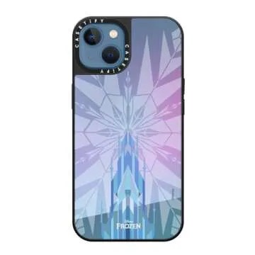 CASETiFY Mirror iPhone 13 Case [Frozen Co-Lab / 4.9ft Drop Protection/Compatible with Magsafe] - Elsa's Ice Castle - Silver on Black