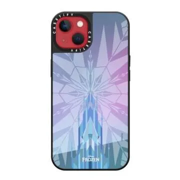 CASETiFY Mirror iPhone 13 Case [Frozen Co-Lab / 4.9ft Drop Protection/Compatible with Magsafe] - Elsa's Ice Castle - Silver on Black